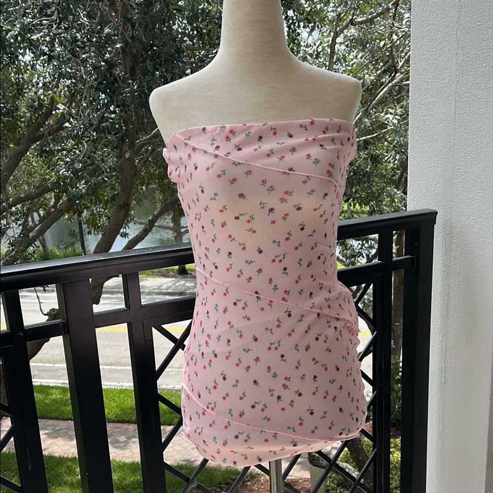 Princess Polly Pink Floral Strapless Dress
